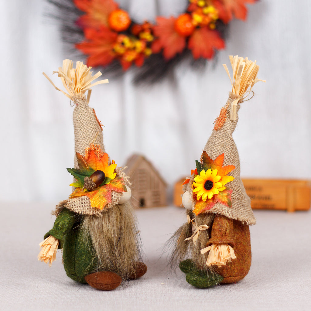 2PCS Fall Harvest Gnome Plush Burlap Hat Decor