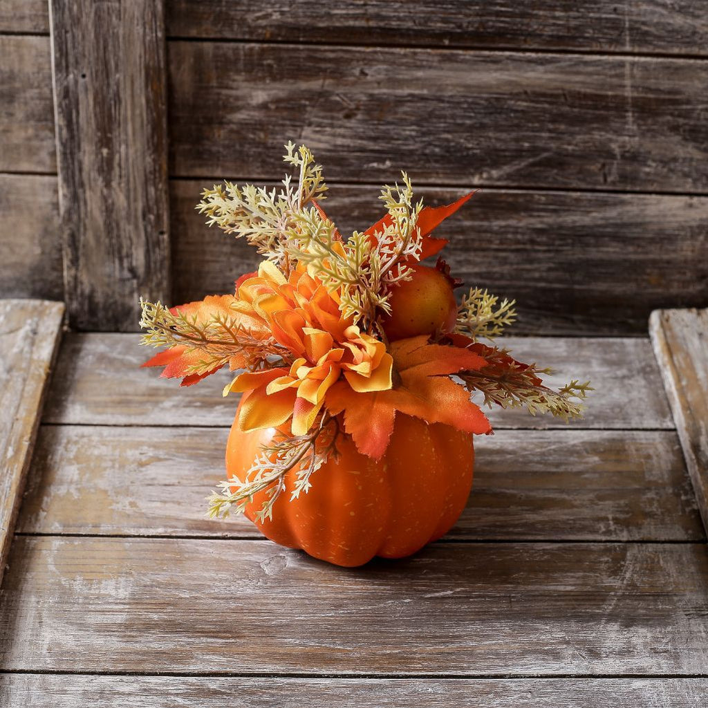 Orange Pumpkin Floral Arrangement Fall Thanksgiving Decor