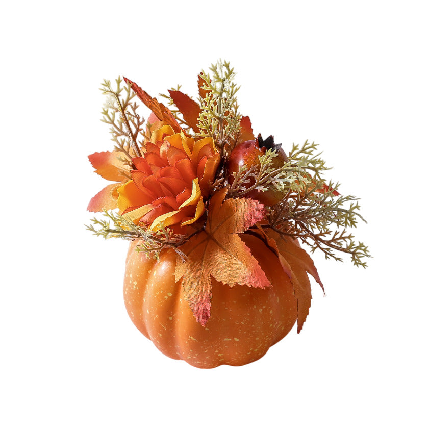 Orange Pumpkin Floral Arrangement Fall Thanksgiving Decor